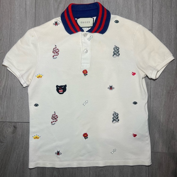 Gucci Polo T-Shirt White Small Mens - Picture 2 of 8